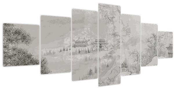 Obraz - Čínská krajina (210x100 cm)