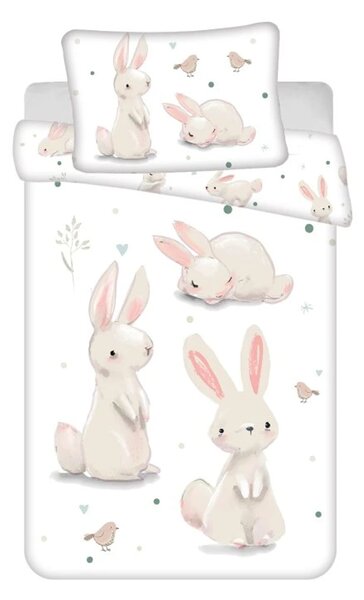 Bavlněné povlečení do postýlky BUNNIES bílé Rozměr povlečení: 40 x 60 cm | 100 x 135 cm