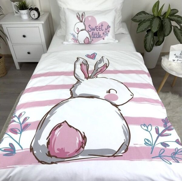 Bavlněné povlečení do postýlky BUNNY SWEET bílé Rozměr povlečení: 40 x 60 cm | 100 x 135 cm