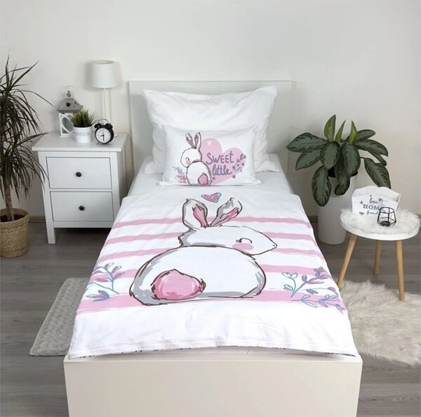 Bavlněné povlečení do postýlky BUNNY SWEET bílé Rozměr povlečení: 40 x 60 cm | 100 x 135 cm