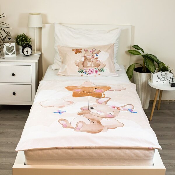 Bavlněné povlečení do postýlky BUNNY STAR béžové Rozměr povlečení: 40 x 60 cm | 100 x 135 cm