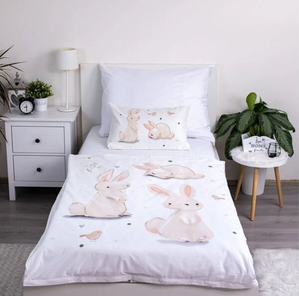 Bavlněné povlečení do postýlky BUNNIES bílé Rozměr povlečení: 40 x 60 cm | 100 x 135 cm