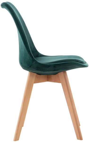 Židle Linares - samet, dřevěné nohy natura - Zelená