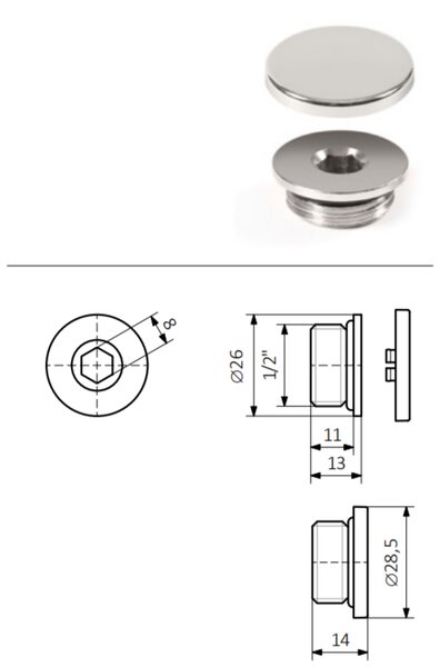 TERMA Zátka pro radiátor 1/2'' s krytkou