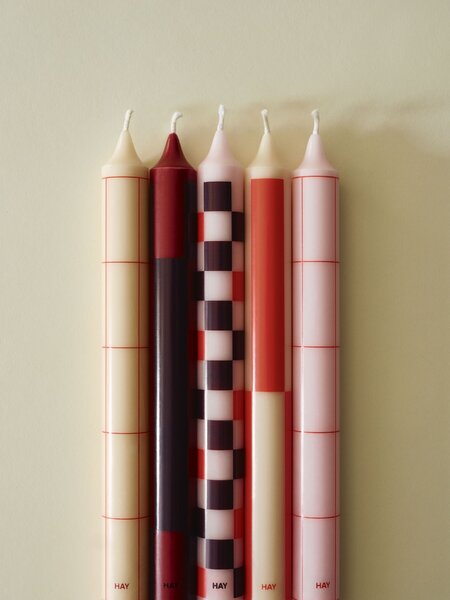 Svíčky Pattern Pink and bordeaux – set 4 ks