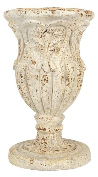 Béžový antik květináč/ váza zdobený ornamety Brocante - Ø 27*43 cm - Clayre & Eef