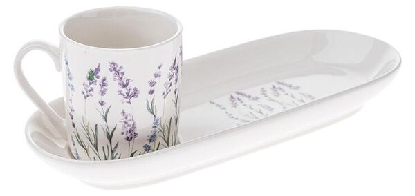 Porcelánový esspreso hrnek s podtáckem LEVANDULE 90 ml