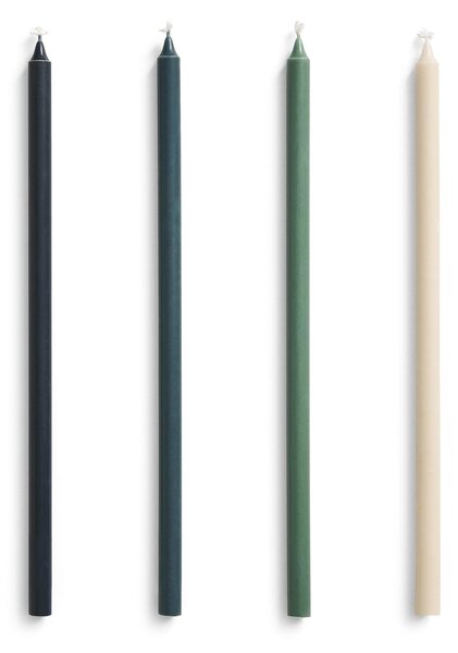 Svíčky Slim Green / Dark green Ø 1,2 cm – set 4 ks