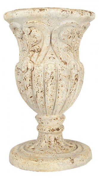 Béžový antik květináč/ váza zdobený ornamety Brocante - Ø 27*43 cm - Clayre & Eef