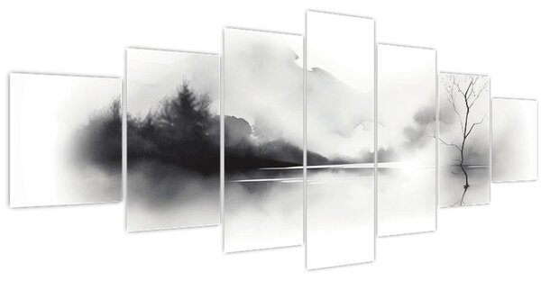 Obraz - Inkoustová malba krajiny (210x100 cm)