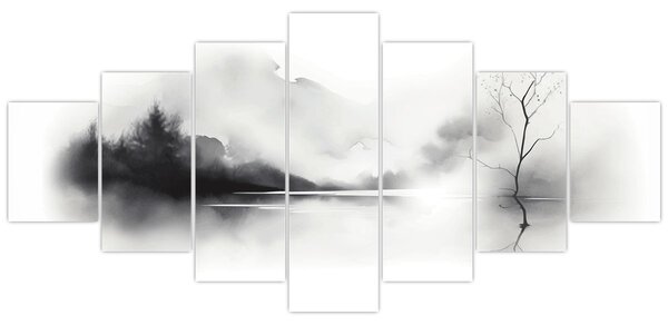 Obraz - Inkoustová malba krajiny (210x100 cm)