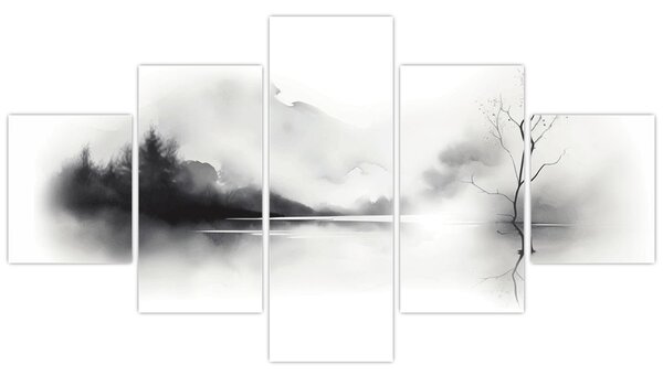 Obraz - Inkoustová malba krajiny (125x70 cm)