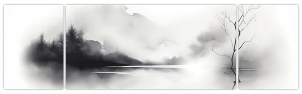 Obraz - Inkoustová malba krajiny (170x50 cm)