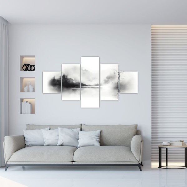 Obraz - Inkoustová malba krajiny (125x70 cm)