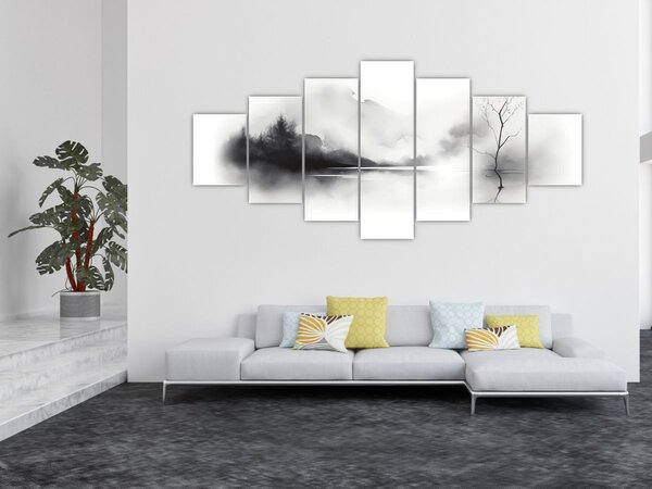 Obraz - Inkoustová malba krajiny (210x100 cm)