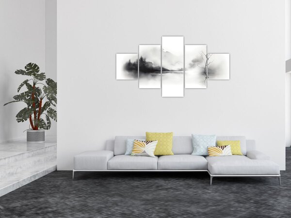 Obraz - Inkoustová malba krajiny (125x70 cm)