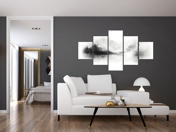 Obraz - Inkoustová malba krajiny (125x70 cm)