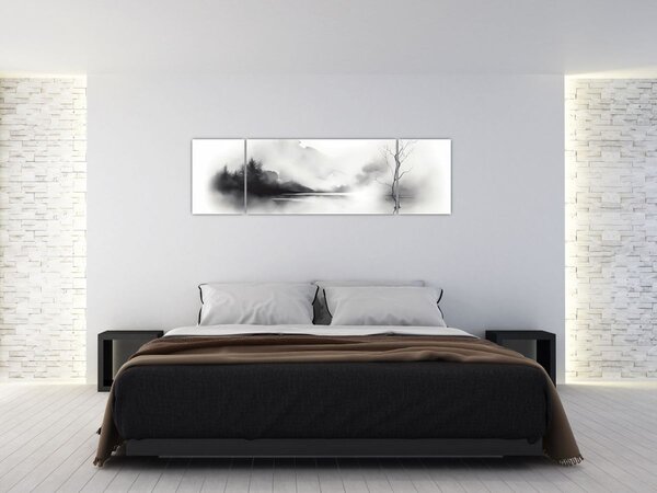 Obraz - Inkoustová malba krajiny (170x50 cm)