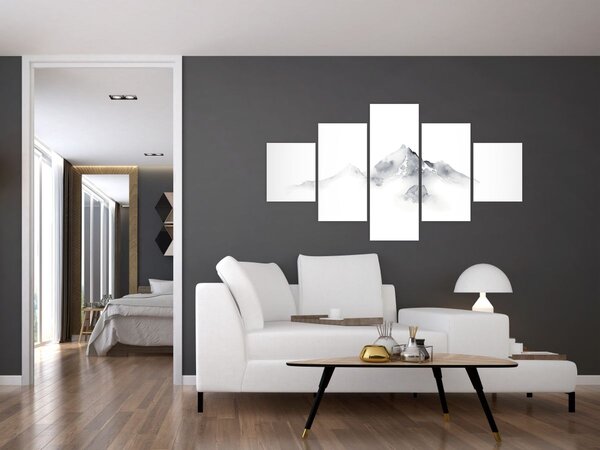 Obraz - Inkoustová malba hor (125x70 cm)