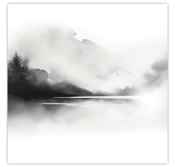 Obraz - Inkoustová malba krajiny (30x30 cm)