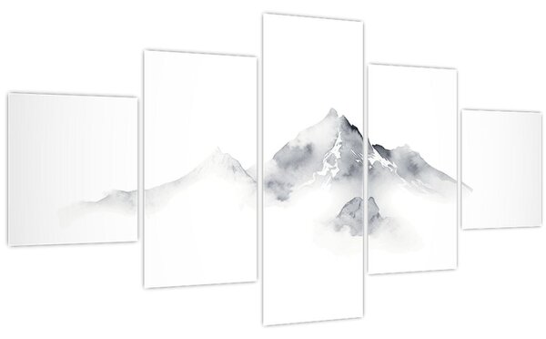 Obraz - Inkoustová malba hor (125x70 cm)