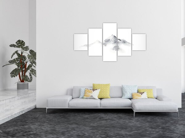 Obraz - Inkoustová malba hor (125x70 cm)