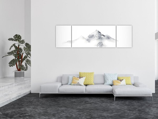 Obraz - Inkoustová malba hor (170x50 cm)