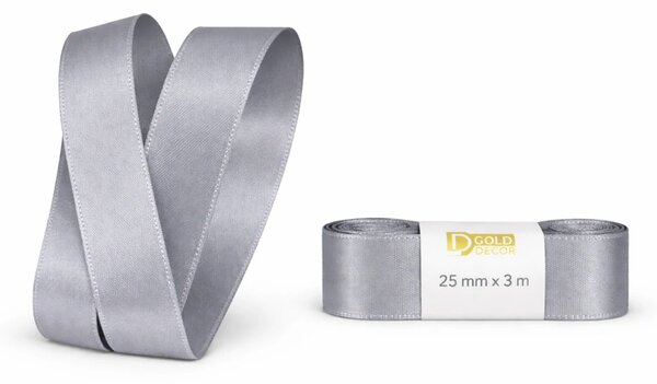 Stuha taftová Silver Mist šedá 25mm x 3m (7,-Kč/m)