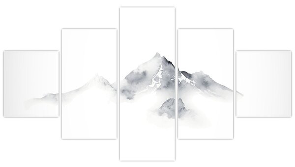 Obraz - Inkoustová malba hor (125x70 cm)