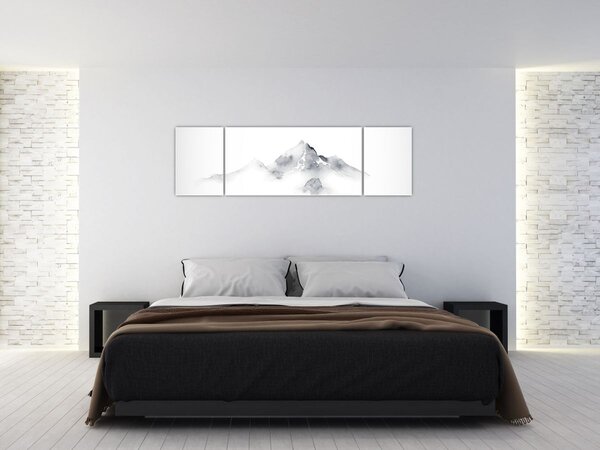 Obraz - Inkoustová malba hor (170x50 cm)