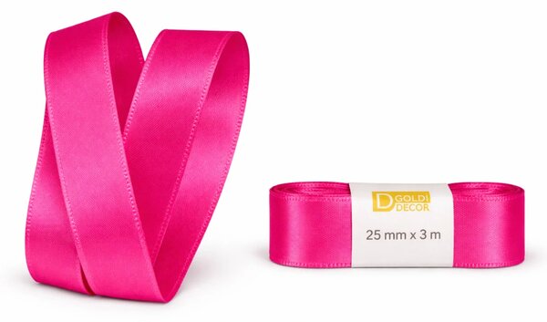 Stuha taftová Shocking Pink sytě růžová 25mm x 3m (7,-Kč/m)