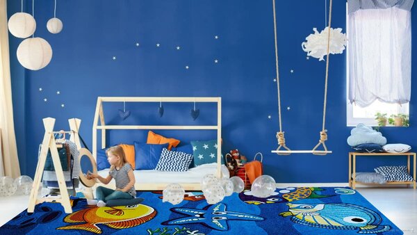 Berfin Dywany, Dětský kusový koberec Smart Kids 22308 Blue, 120x180, modrá, dětský pokoj