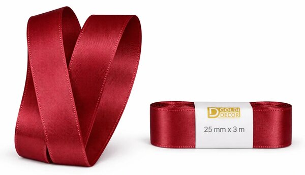 Stuha taftová Classic Bordeaux bordová 25mm x 3m (7,-Kč/m)