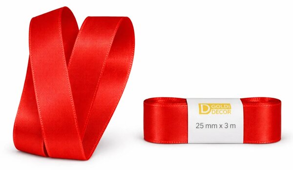 Stuha taftová Classic Red červená 25mm x 3m (7,-Kč/m)