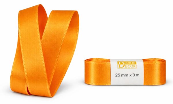 Stuha taftová Bright Orange oranžová 25mm x 3m (7,-Kč/m)