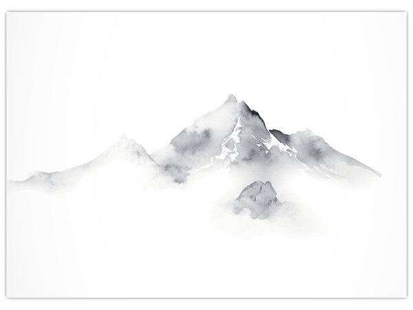 Obraz - Inkoustová malba hor (70x50 cm)