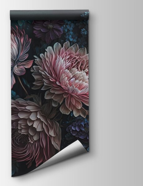 Fototapeta Malba květin na tmavém pozadí, 3D květinové fototapety, Populární fototapety, u75407 - Tapeko.co.cz