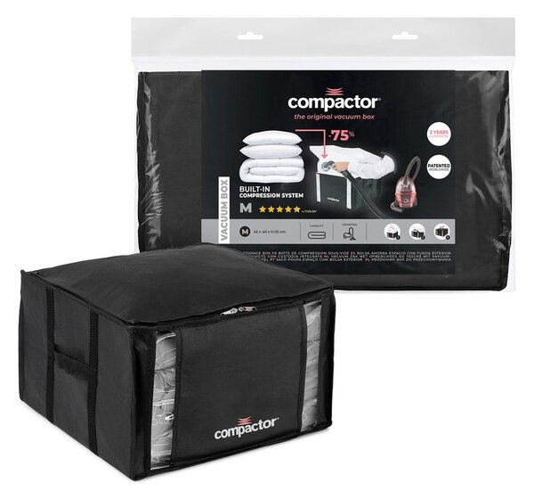 Černý úložný box na oblečení Compactor XXL Black Edition 3D Medium, 125 l