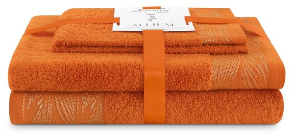 AmeliaHome Sada 3 ks ručníků ALLIUM klasický styl oranžová