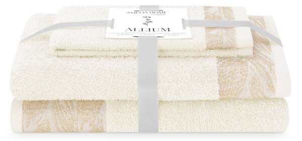 AmeliaHome Sada 3 ks ručníků ALLIUM klasický styl krémová