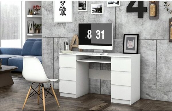 PC stůl KUBIAS bílá (130 x 51) cm
