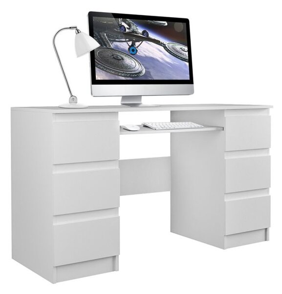 PC stůl KUBIAS bílá (130 x 51) cm