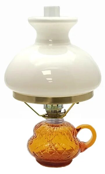 Sklárna Častolovice - Petrolejová lampa Anna - Káro - amber - komplet