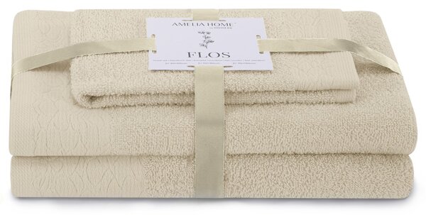 AmeliaHome Sada 3 ks ručníků FLOSS klasický styl béžová