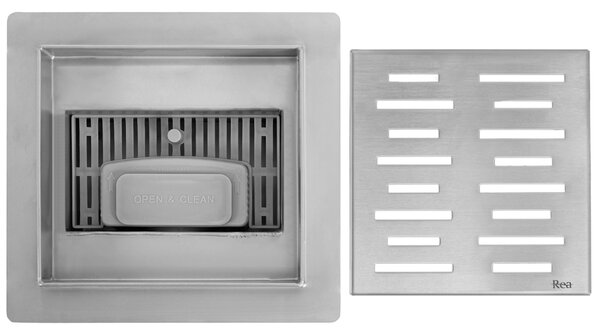 Odtokový žlab REA LINE 150x150 Nickel Brush