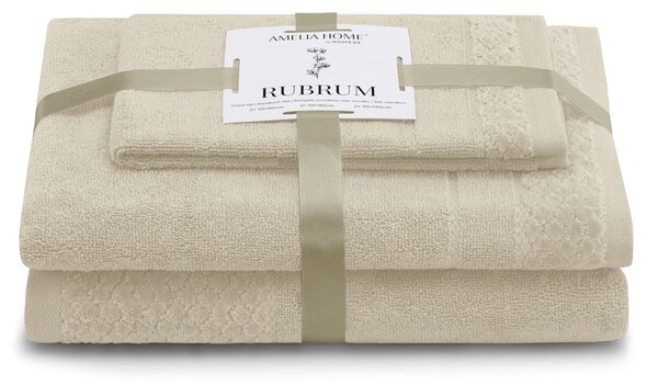 AmeliaHome Sada 3 ks ručníků RUBRUM klasický styl béžová