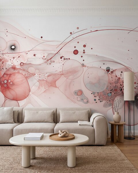 Fototapety Abstraktní inkoustové umění, tekutý styl, růžová barevná paleta , Fototapety akvarel, w02744v1 : uwalls.cz