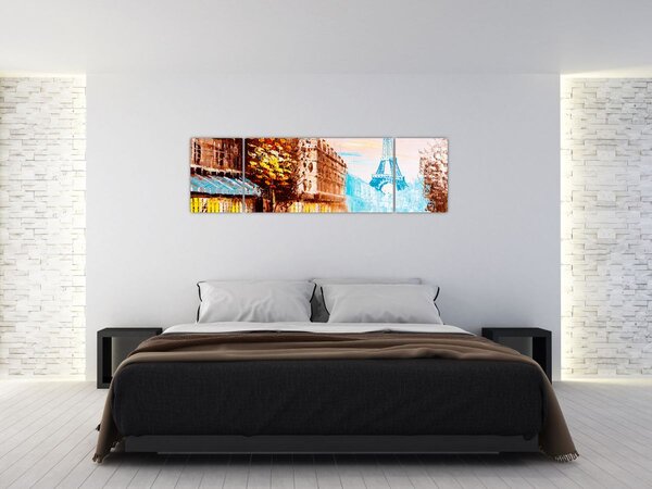 Obraz - Deštivého počasí a Eiffelovvy věže (170x50 cm)