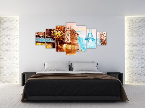 Obraz - Deštivého počasí a Eiffelovvy věže (210x100 cm)