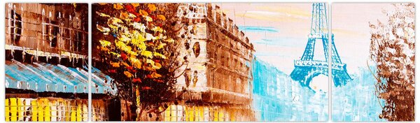 Obraz - Deštivého počasí a Eiffelovvy věže (170x50 cm)